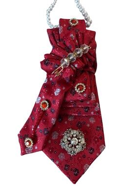 Red Floral Embellished Women's Necktie Accessory